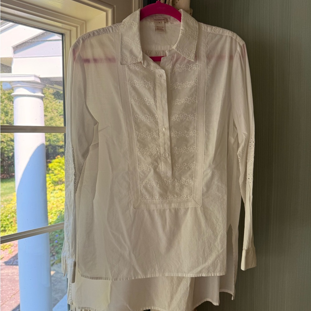 Sundance Women's White Embroidered Sophisticated Western Style Tunic